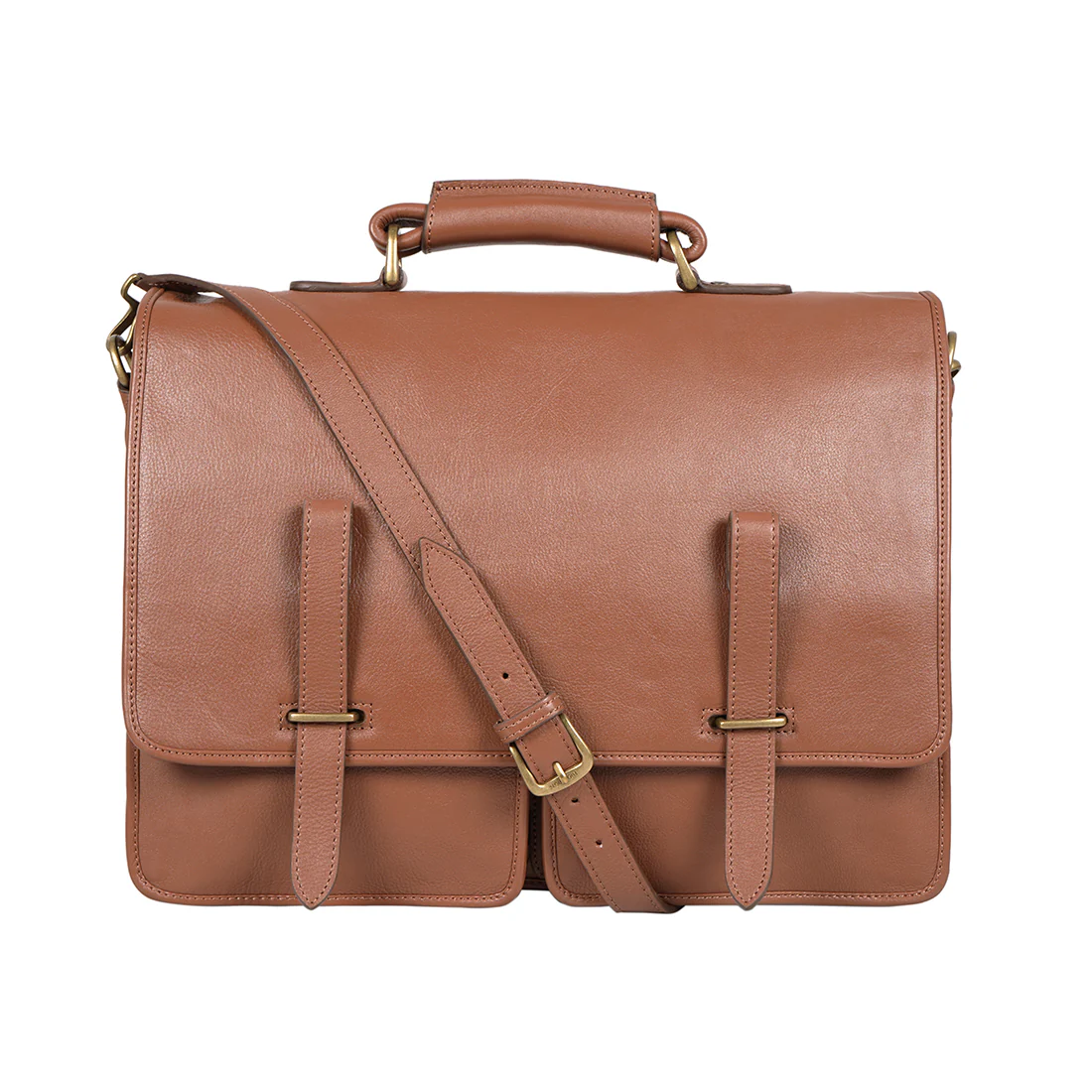 Parma Tan Leather Briefcase - Image 2