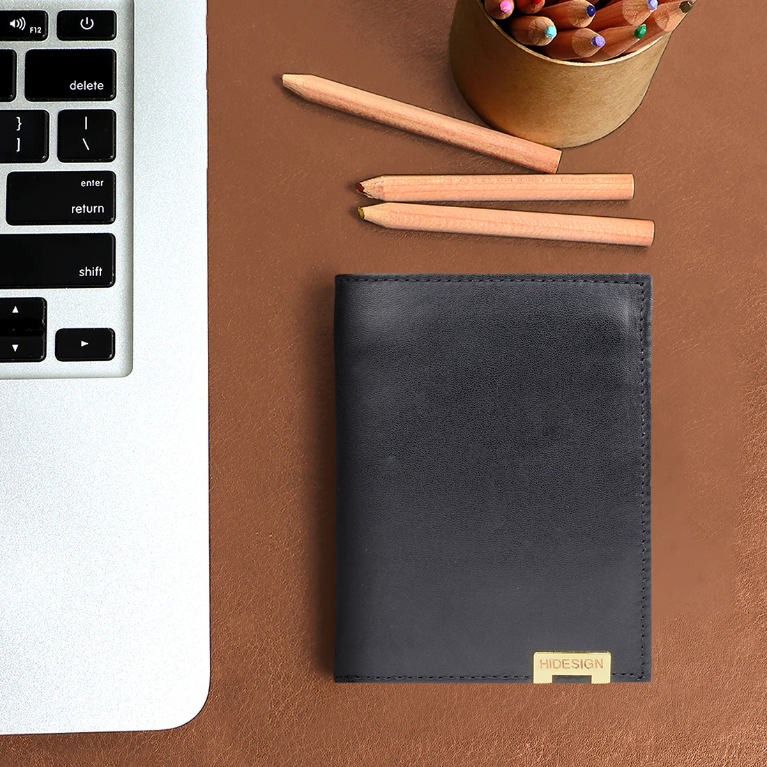 280-Tf Black Leather Trifold Wallet