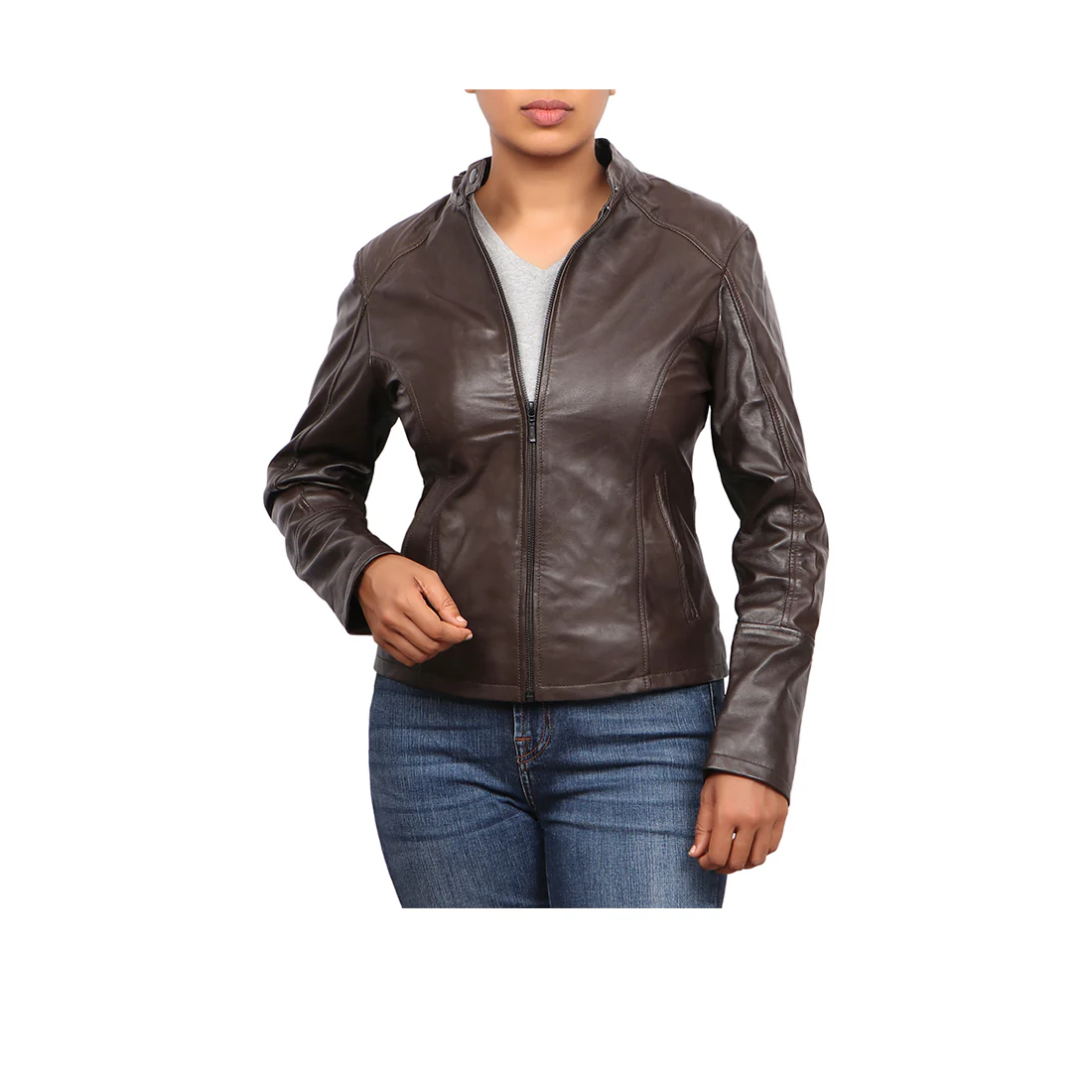 Carmen Women's S Racer Style Leather Jacket - Image 2