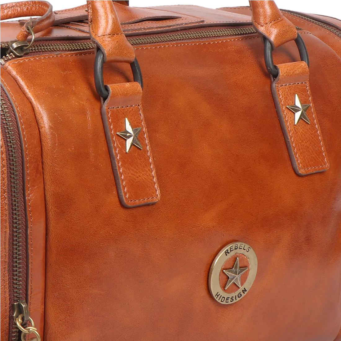 Lenin 03 Tan Leather Duffle Bag - Image 6