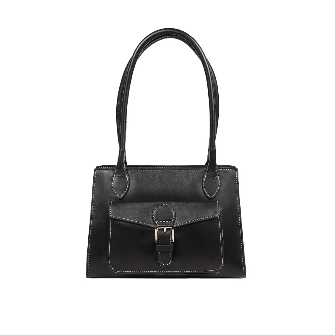 Malina 08 Black Leather Tote Bag - Image 3